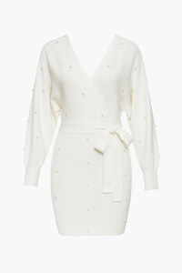 Noa Pearl Embellished Sweater Dress - honey