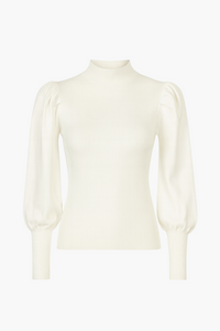 Kayla Ribbed Knit Puff Sleeve Sweater - honey