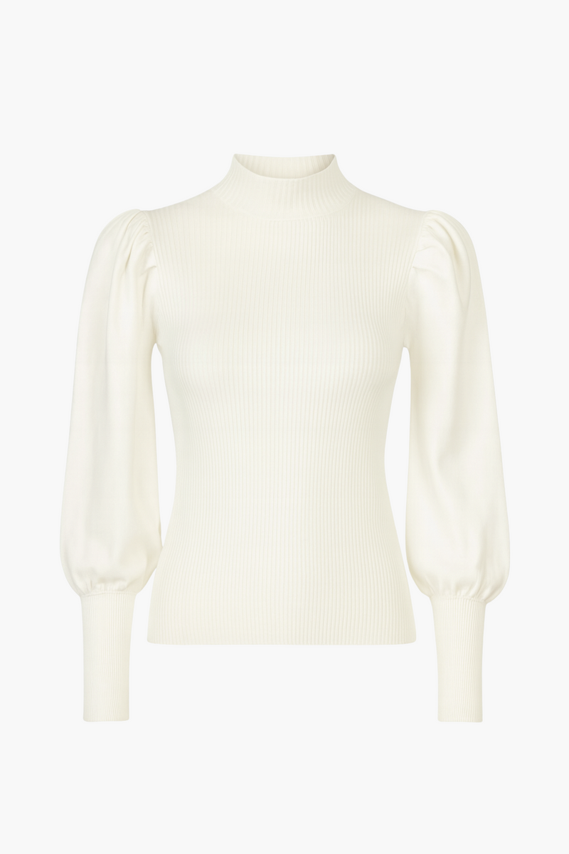 Kayla Ribbed Knit Puff Sleeve Sweater - honey