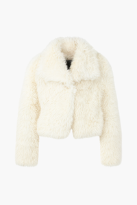 Iryna Collared Faux Fur Shaggy Jacket - honey