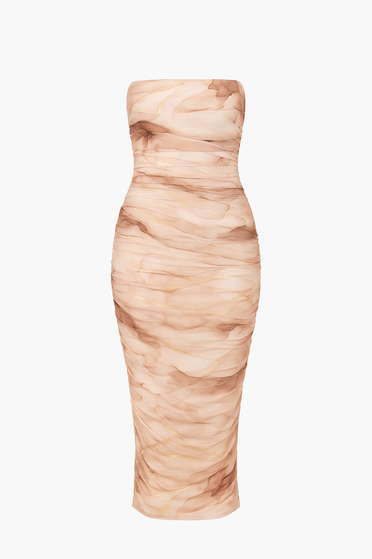 Margot Mesh Printed Midi Dress - honey