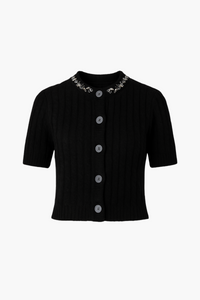 John + Jenn® Maxwell Embellished Neck Cardigan - honey