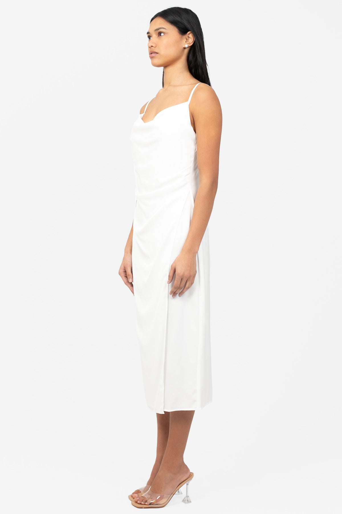 Deanna Satin Midi Slip Dress - honey