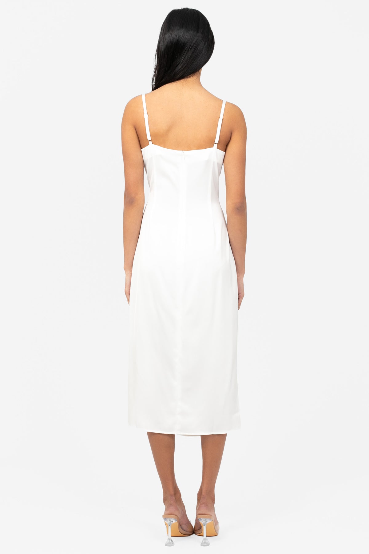 Deanna Satin Midi Slip Dress - honey