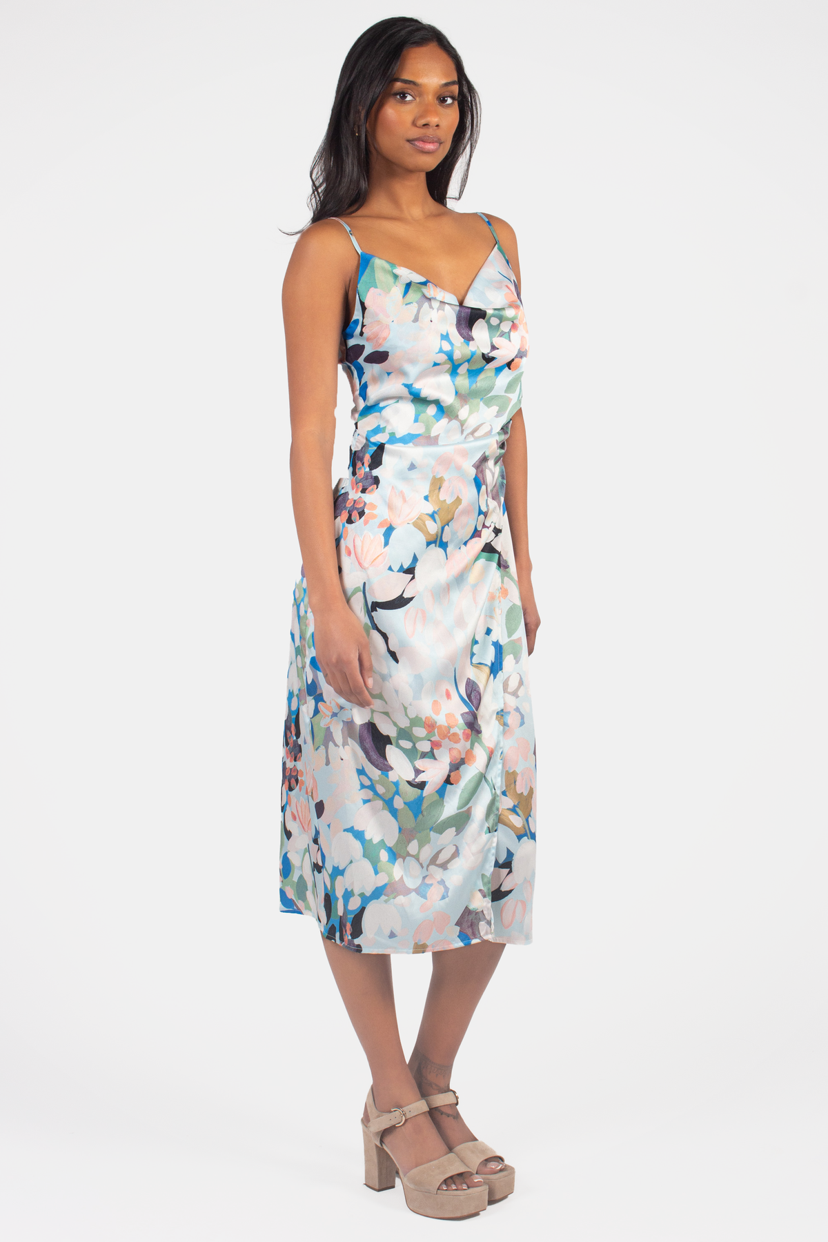 Emily Floral Print Midi Slip Dress