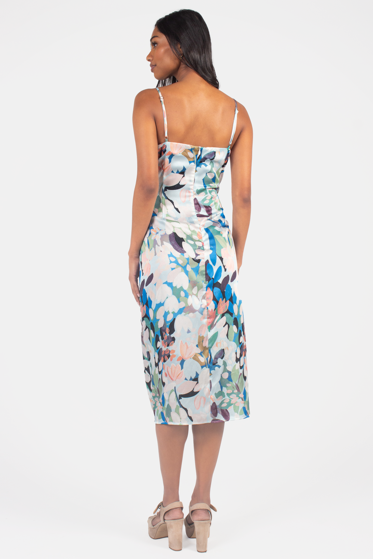 Emily Floral Print Midi Slip Dress