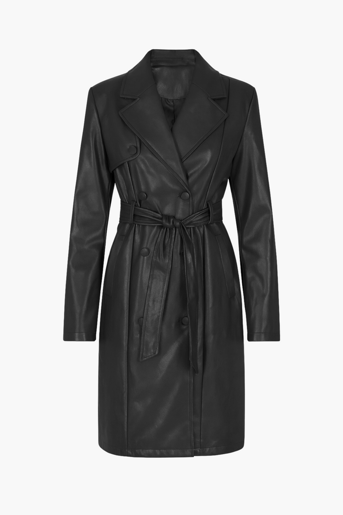 Solange Vegan Leather Trench Coat - honey