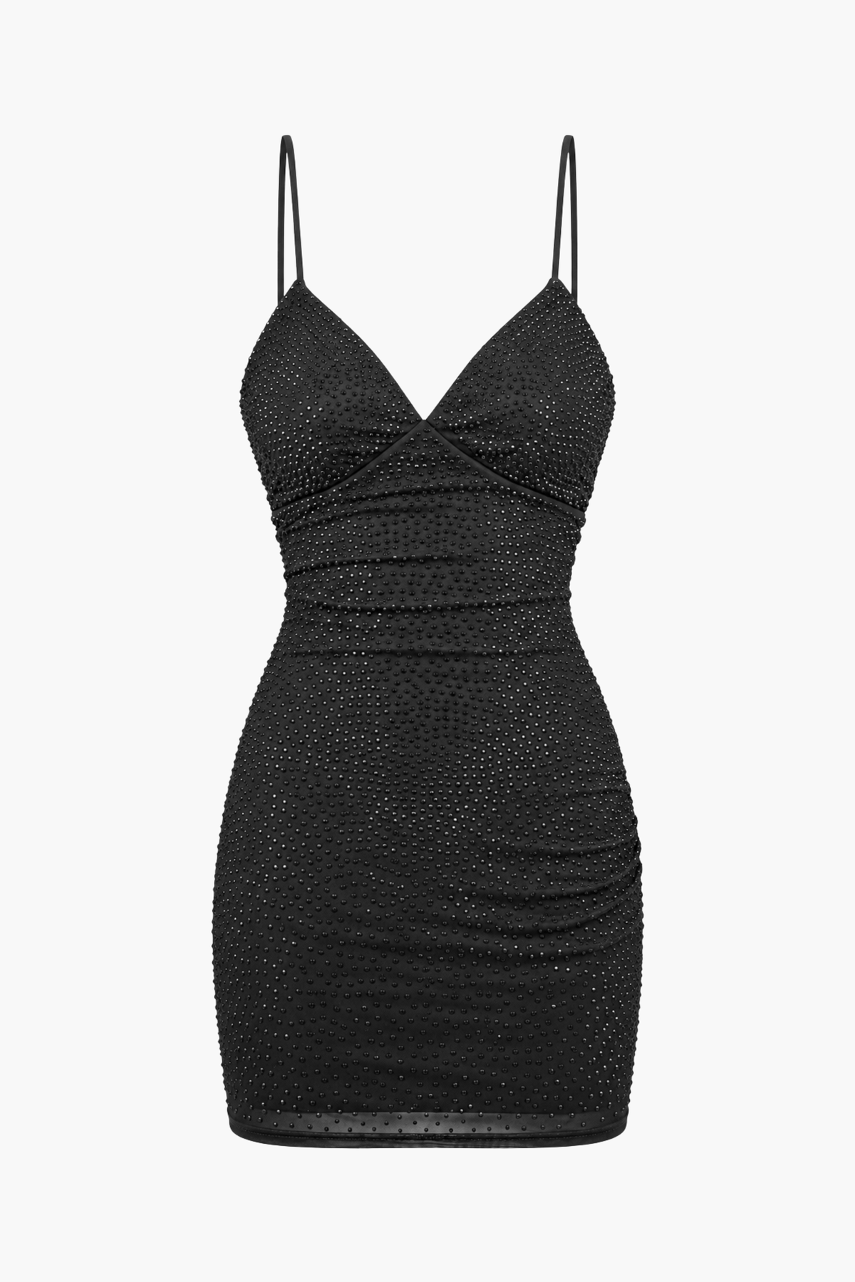Elisa Embellished Mesh Mini Dress - honey
