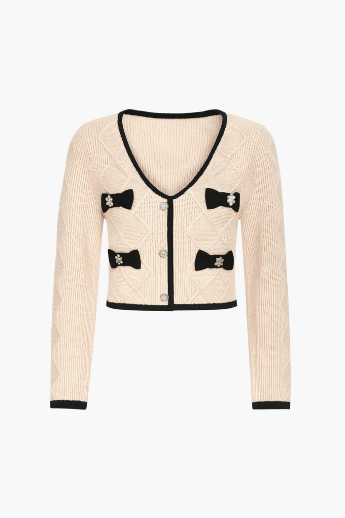 Noelle Jeweled Bow Sweater - honey