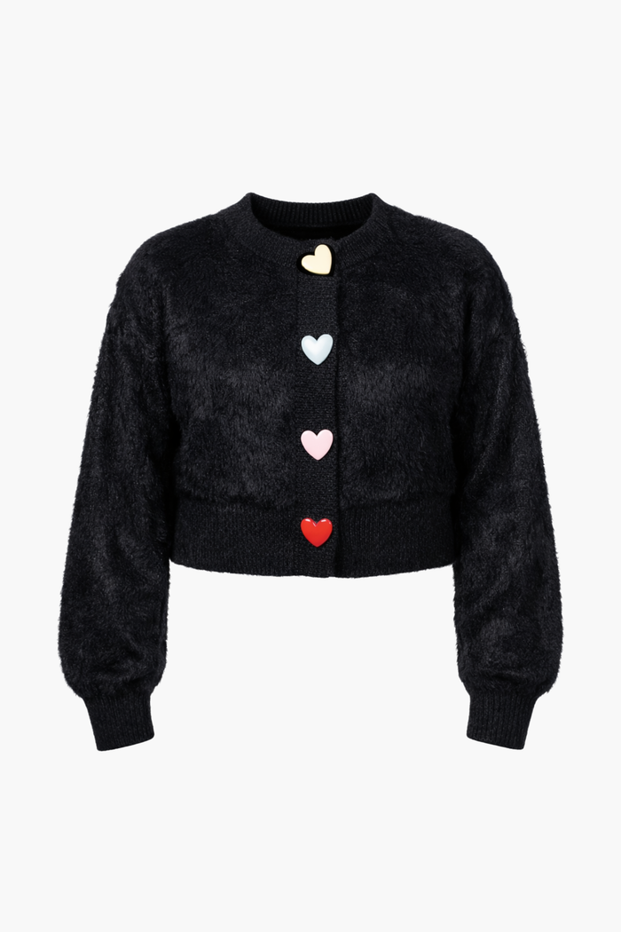 Love Story Heart Button Cardigan