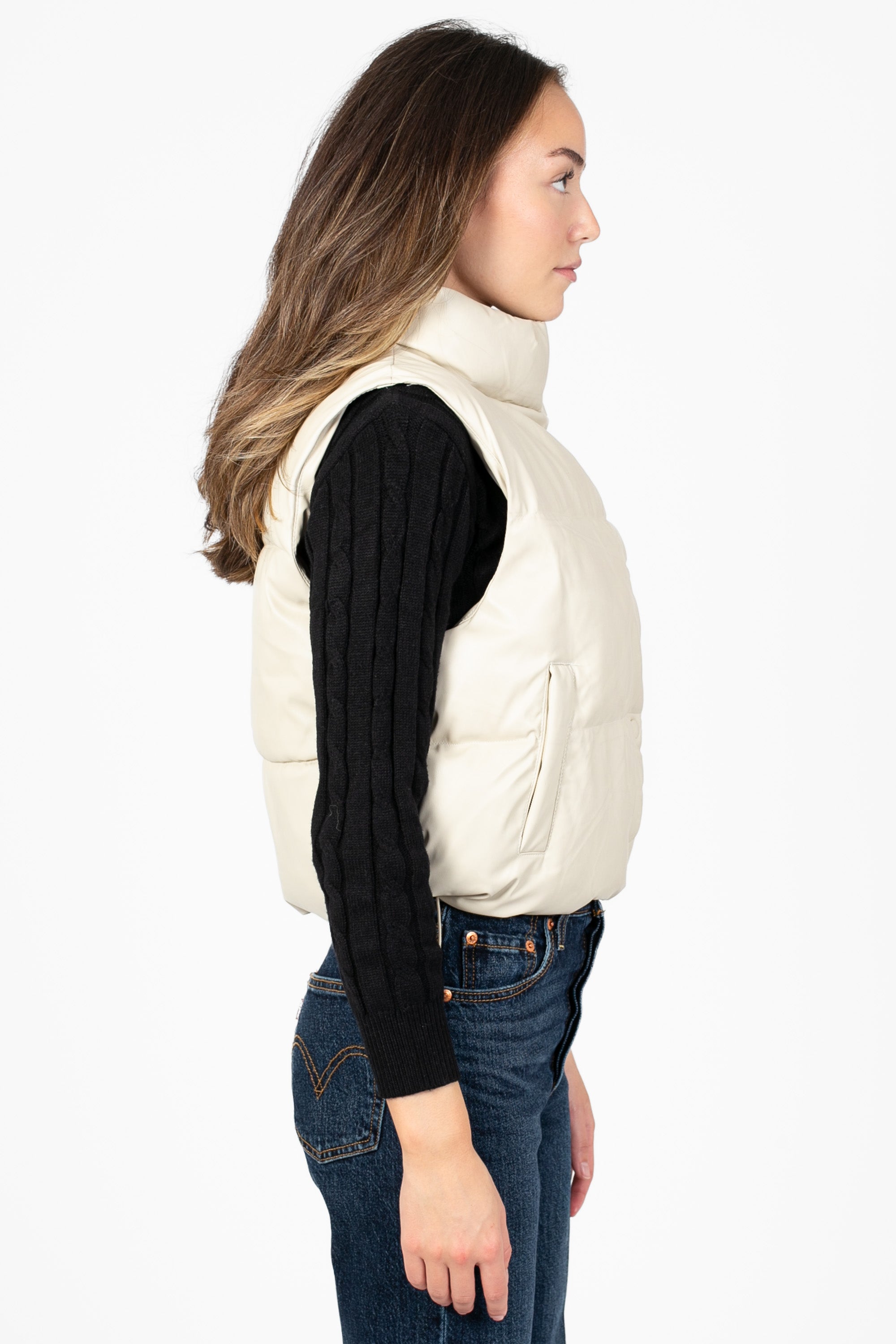 Camden Vegan Leather Puffer Vest