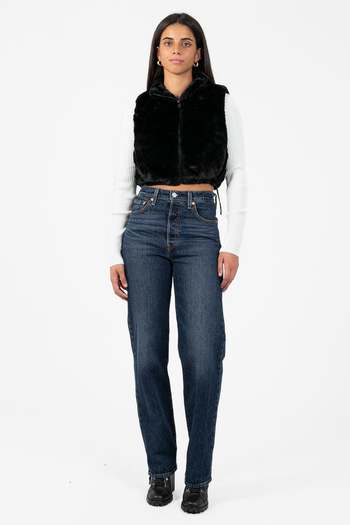 Maggie Faux Fur Vest Jacket - honey