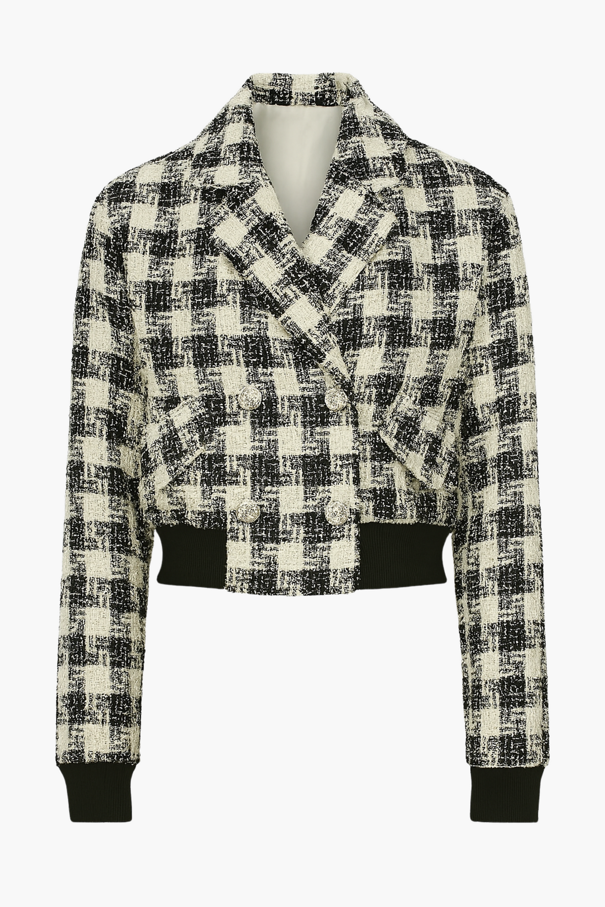 Coco Houndstooth Rhinestone Button Jacket - honey