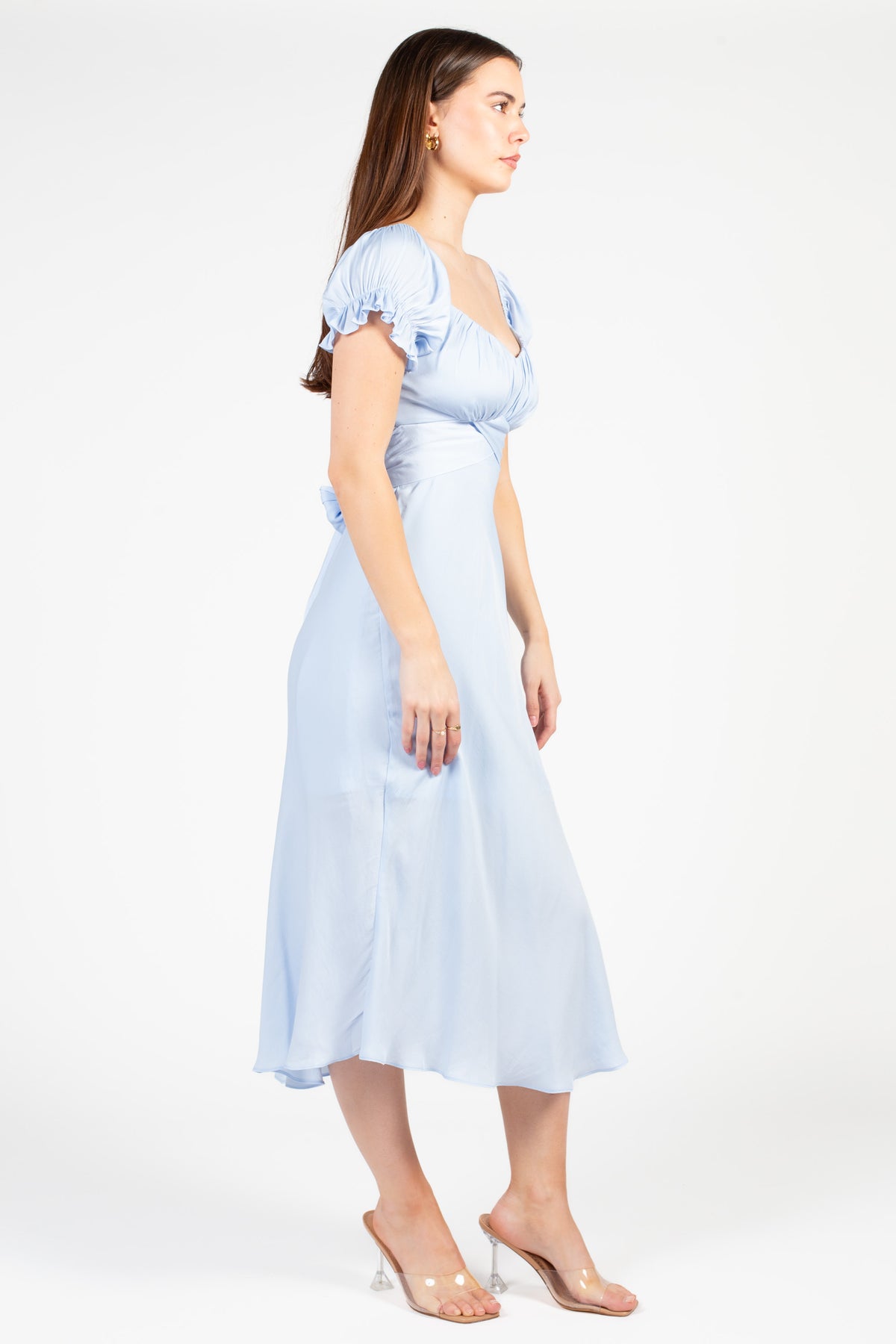 Cindy Satin Off-The-Shoulder Midi Dress - honey