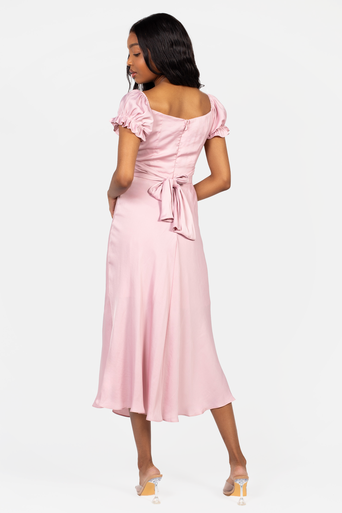 Cindy Satin Off-The-Shoulder Midi Dress - honey