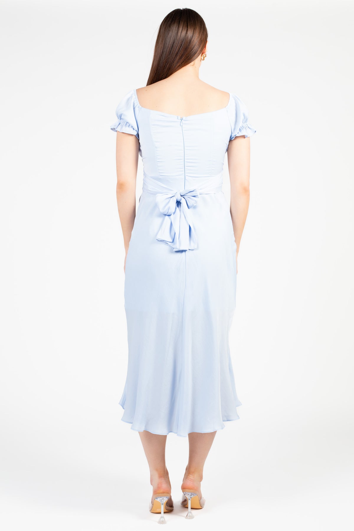 Cindy Satin Off-The-Shoulder Midi Dress - honey