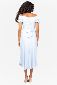 Cindy Satin Off-The-Shoulder Midi Dress