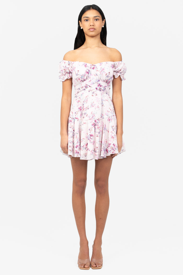 Jess Floral Mini Dress - honey