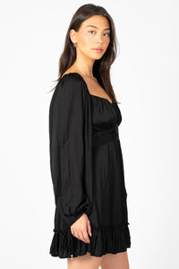 Harlow Tie Back Satin Mini Dress - honey