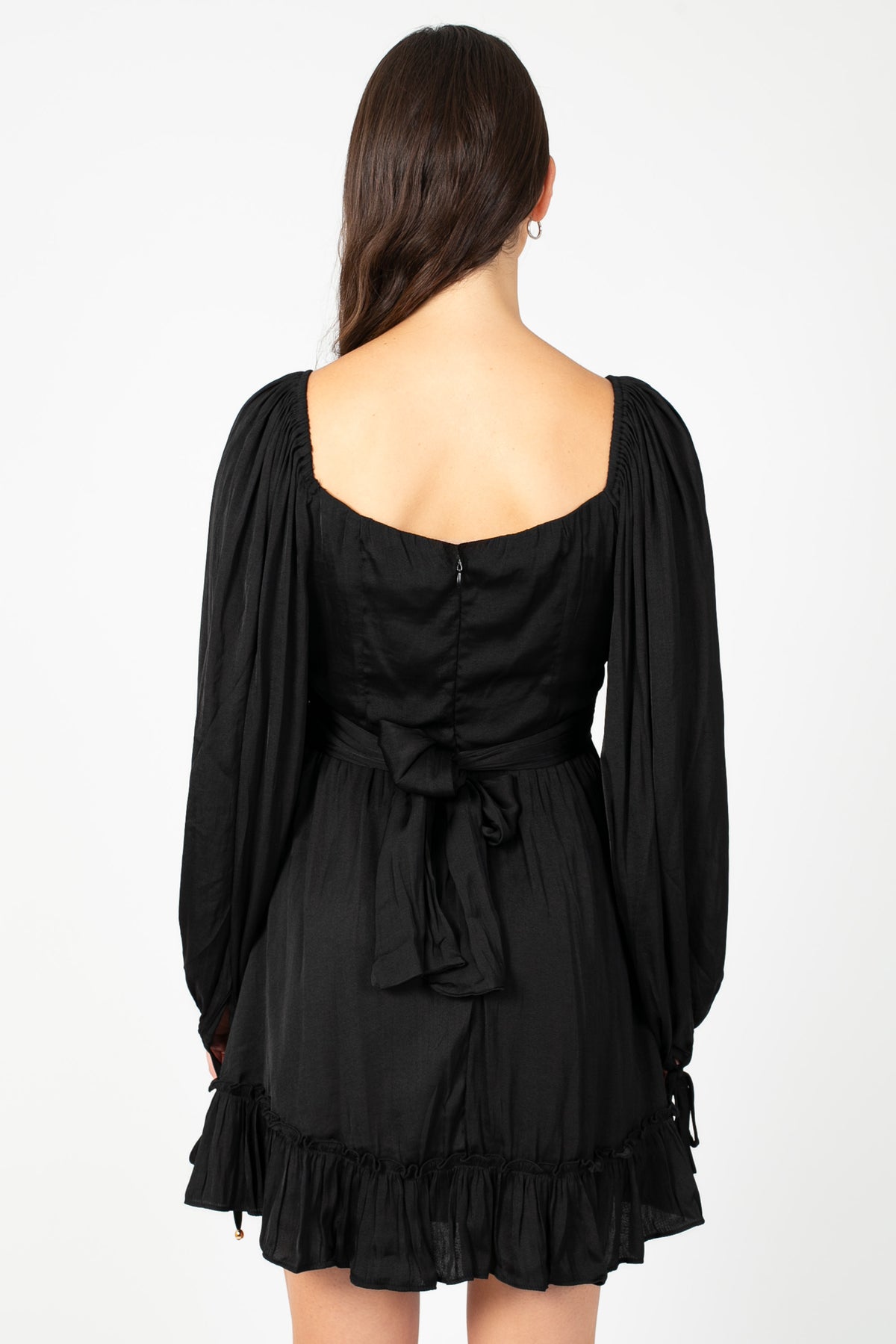 Harlow Tie Back Satin Mini Dress - honey