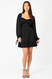 Harlow Tie Back Satin Mini Dress - honey