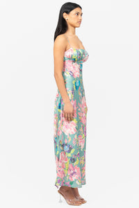 Acacia Satin Floral Maxi Dress - honey