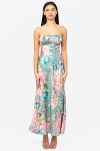 Acacia Satin Floral Maxi Dress - honey