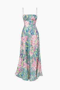 Acacia Satin Floral Maxi Dress - honey