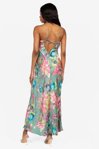 Acacia Satin Floral Maxi Dress - honey