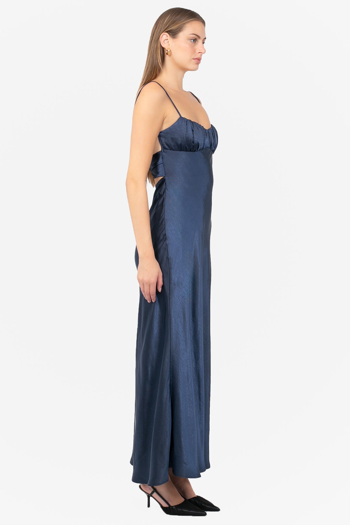 Corrine Twist Back Satin Maxi Dress