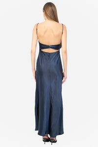 Corrine Twist Back Satin Maxi Dress