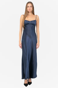 Corrine Twist Back Satin Maxi Dress