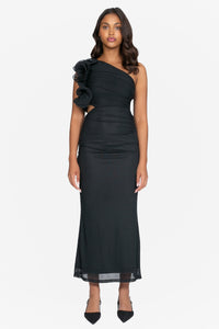 Talia Ruffle Mesh Maxi Dress