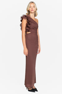 Talia Ruffle Mesh Maxi Dress