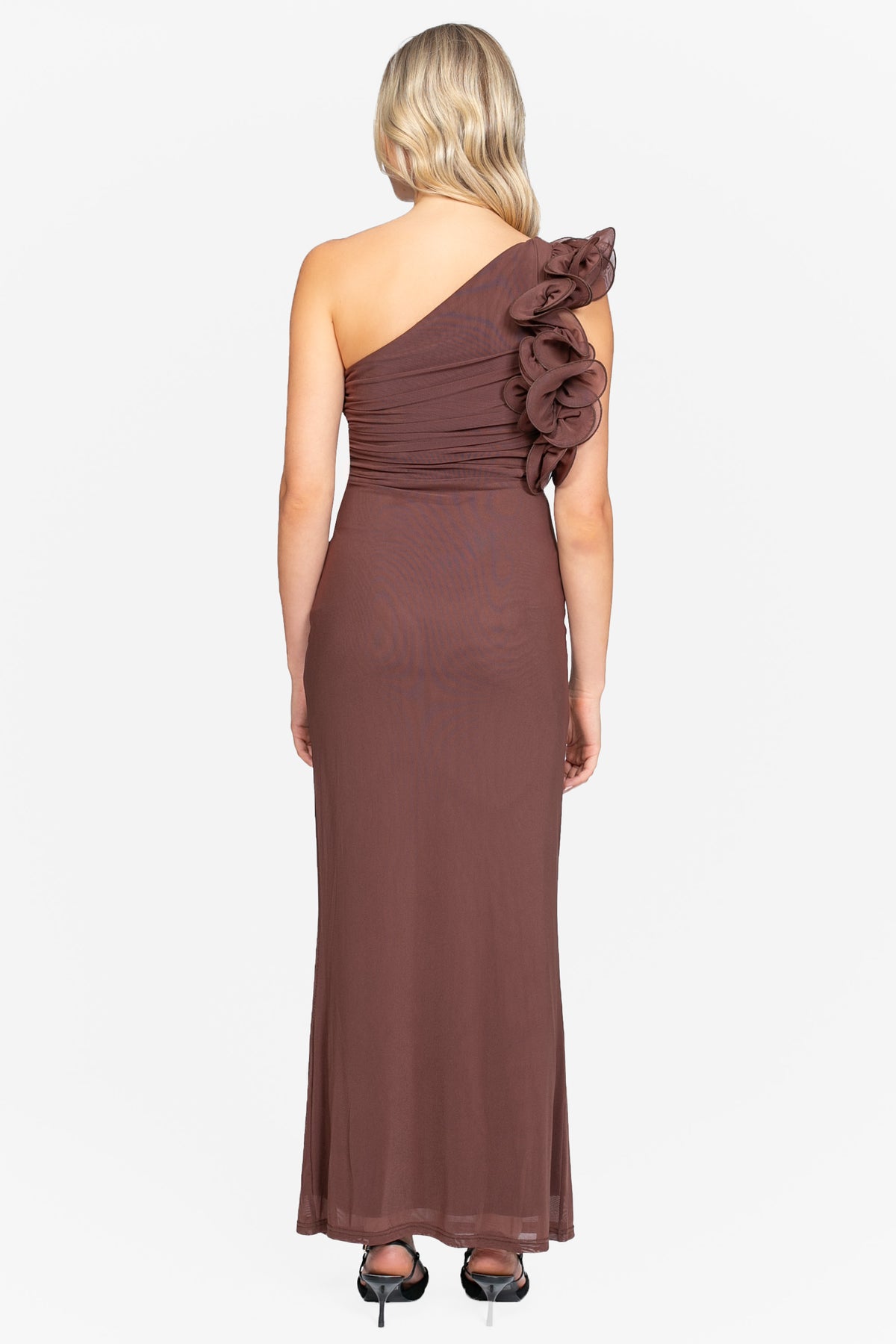 Talia Ruffle Mesh Maxi Dress