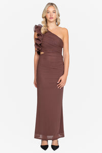 Talia Ruffle Mesh Maxi Dress