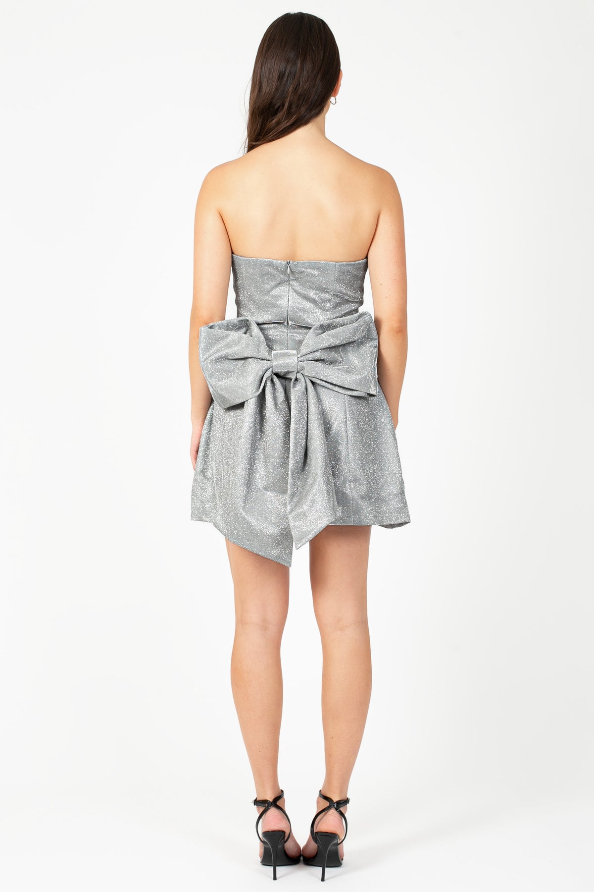 Juno Sparkly Bow Mini Dress - honey
