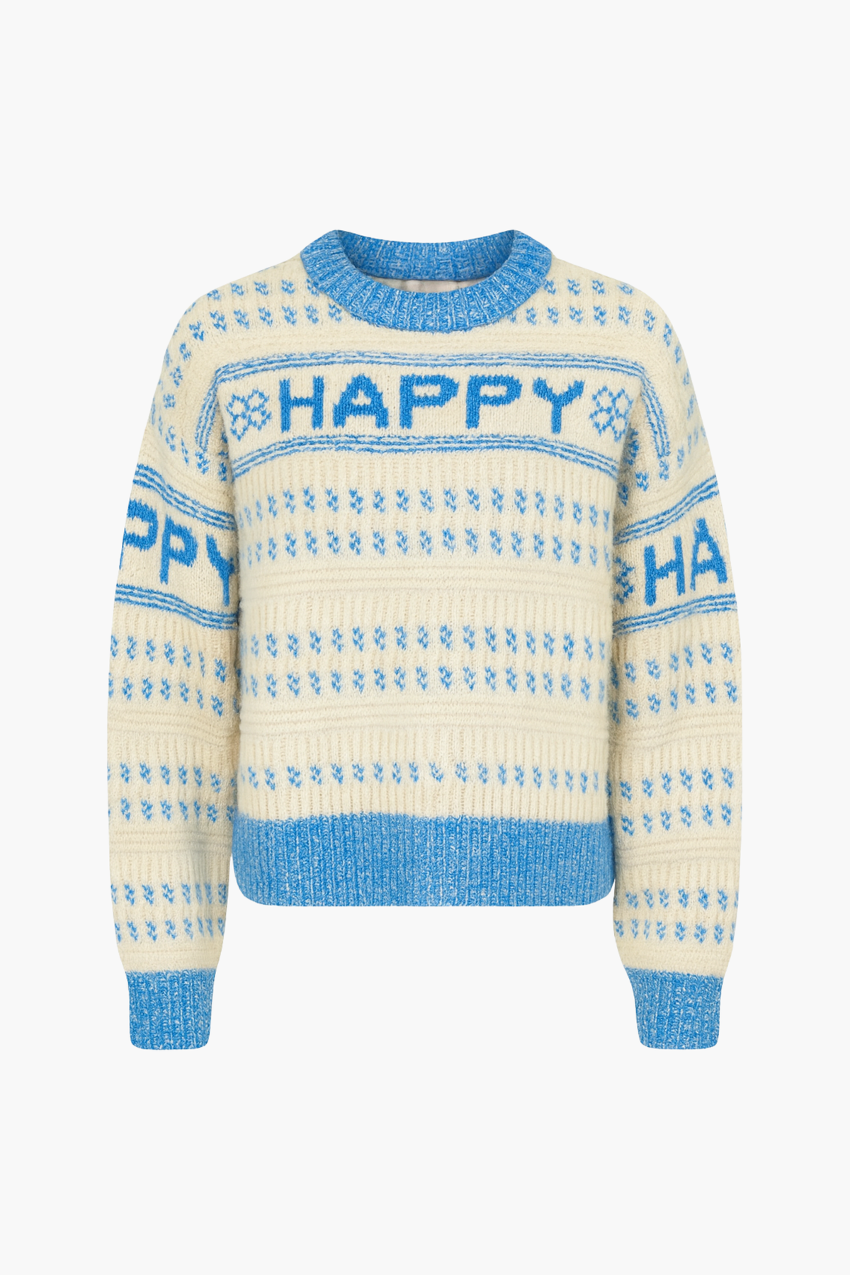 Happy Printed Thick Knit Sweater - honey