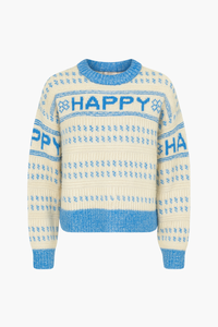 Happy Printed Thick Knit Sweater - honey