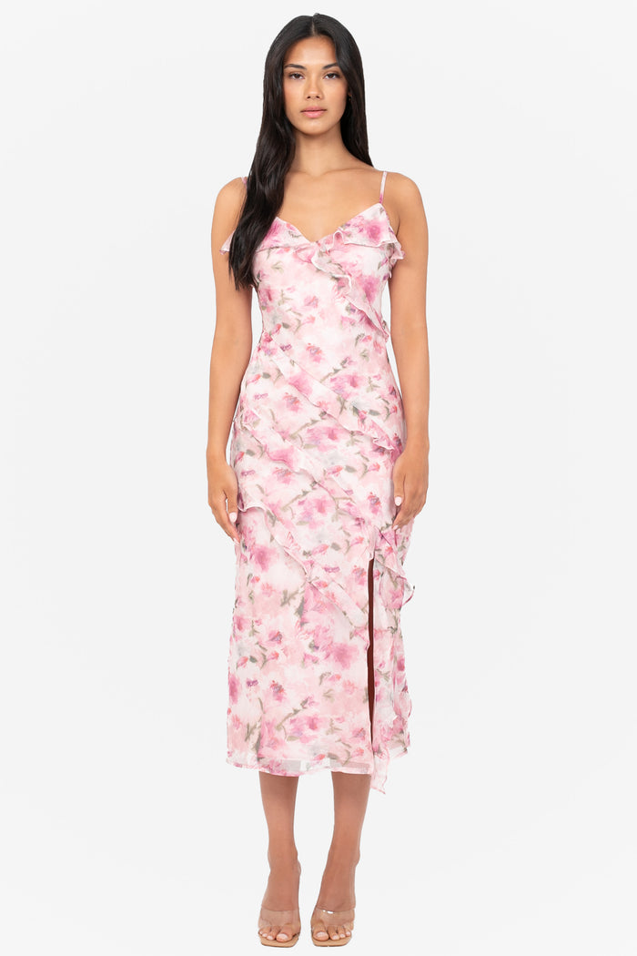Maribelle Floral Ruffle Midi Dress