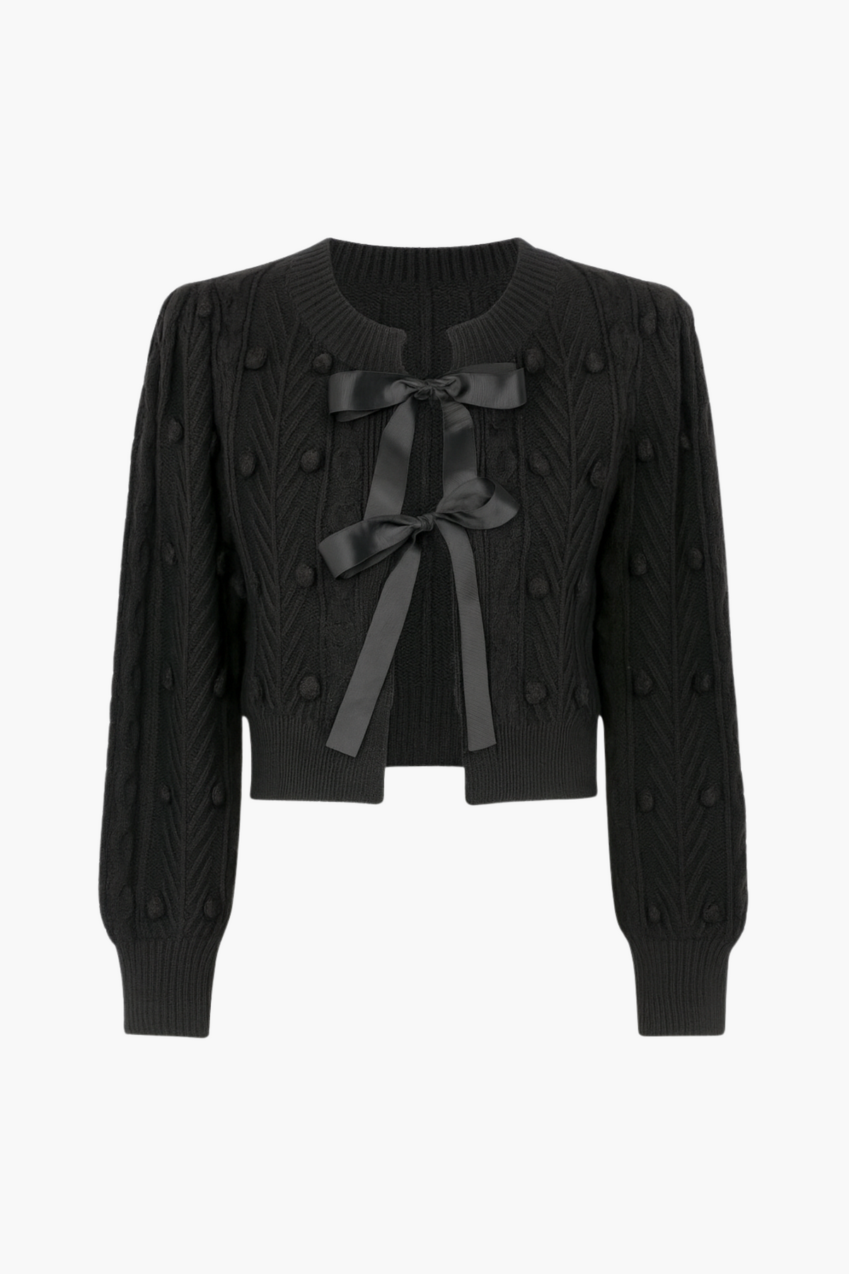 Annaliese Bow Front Knit Pom Pom Cardigan - honey