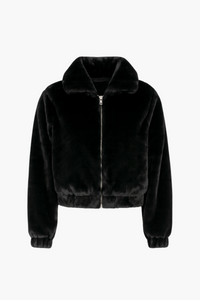 Alethea Hooded Faux Fur Bomber Jacket - honey