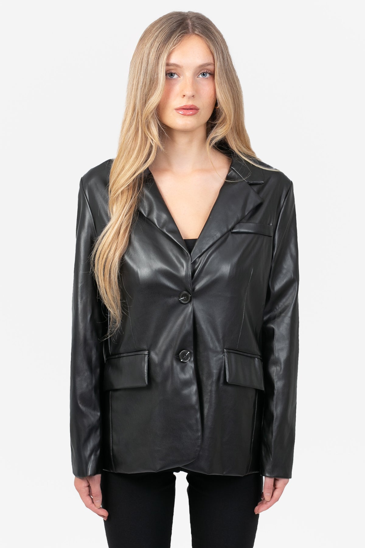 Hailey Vegan Leather Blazer