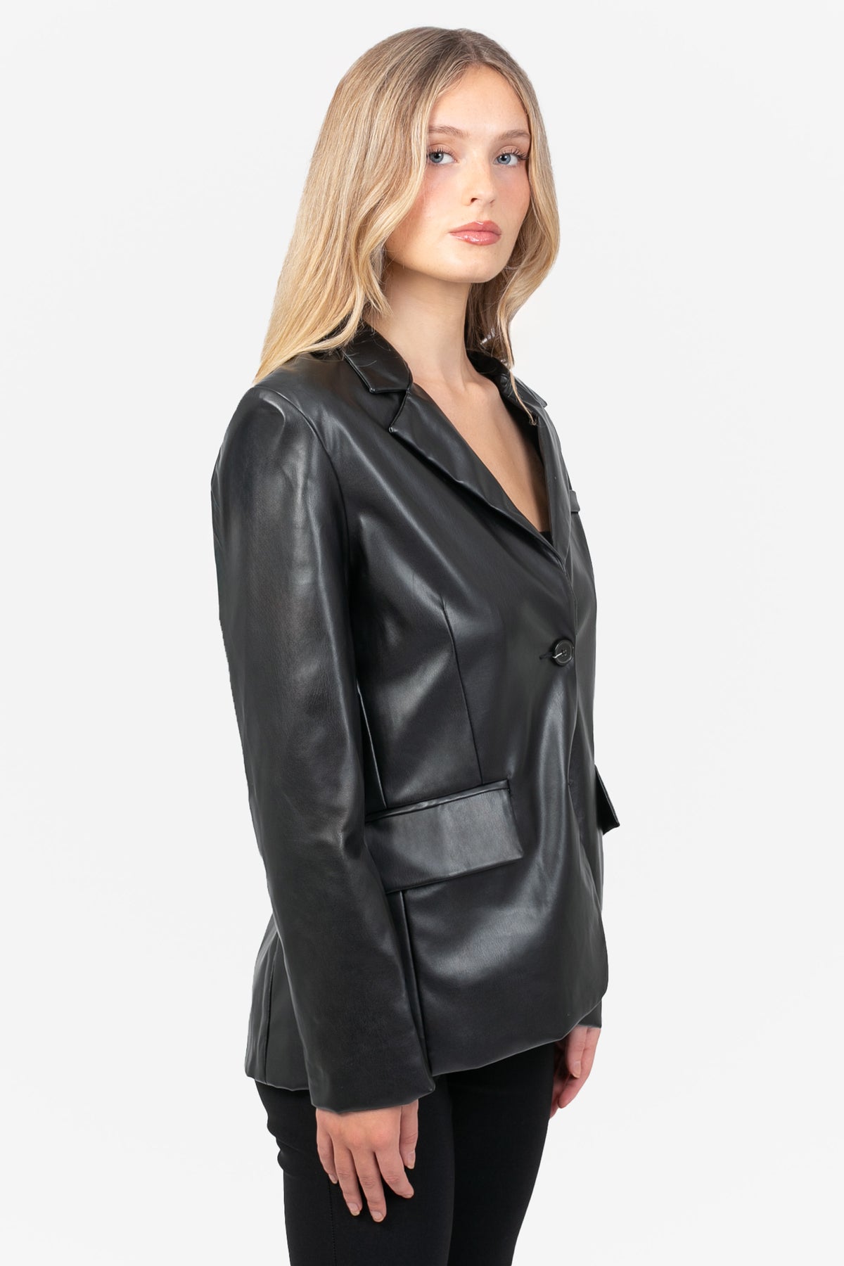 Hailey Vegan Leather Blazer