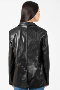 Hailey Vegan Leather Blazer - honey
