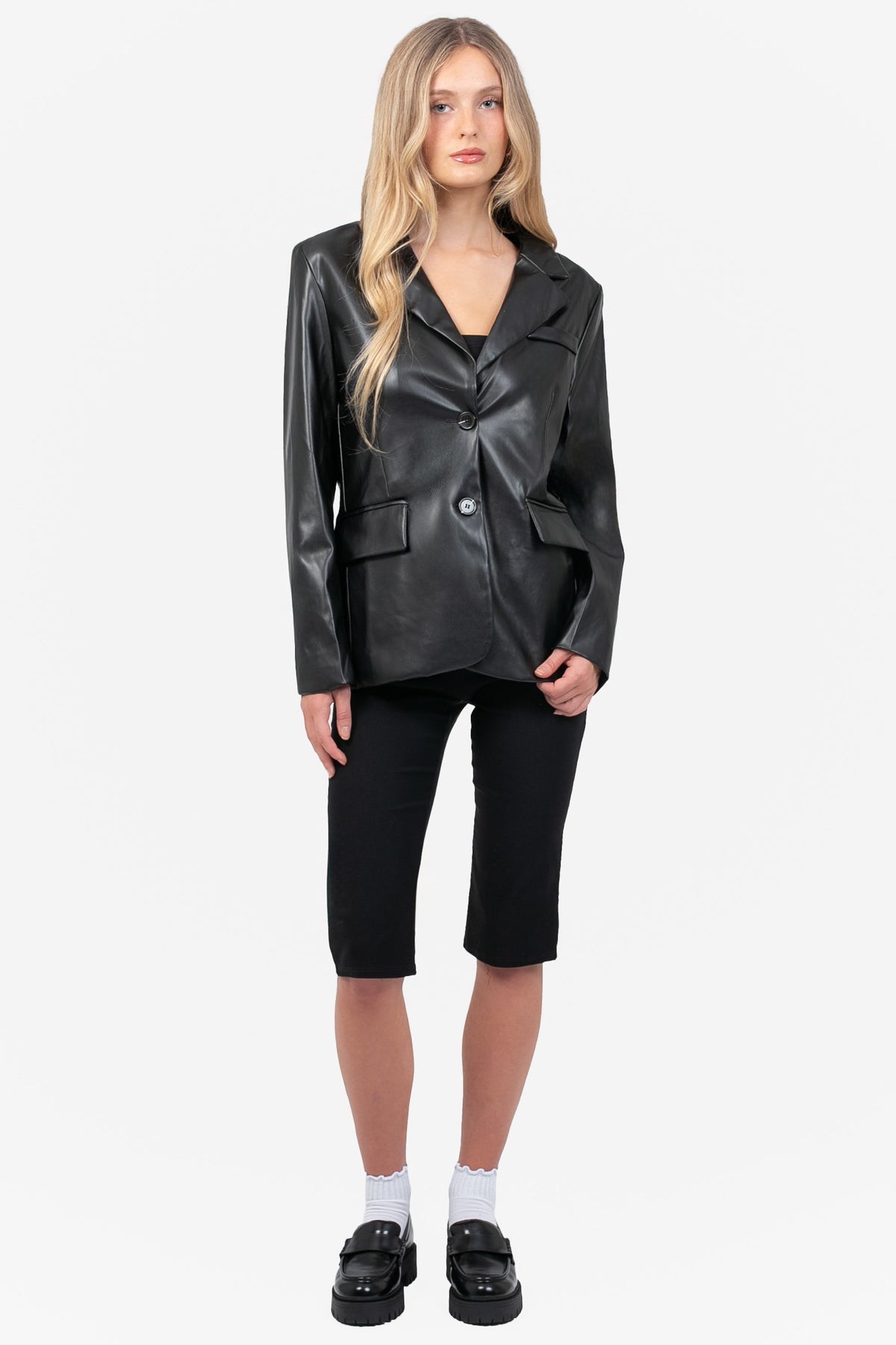 Hailey Vegan Leather Blazer