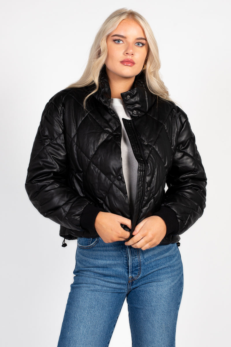 Raven Quilted Faux Leather Jacket