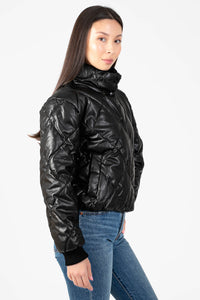 Raven Quilted Faux Leather Jacket - honey