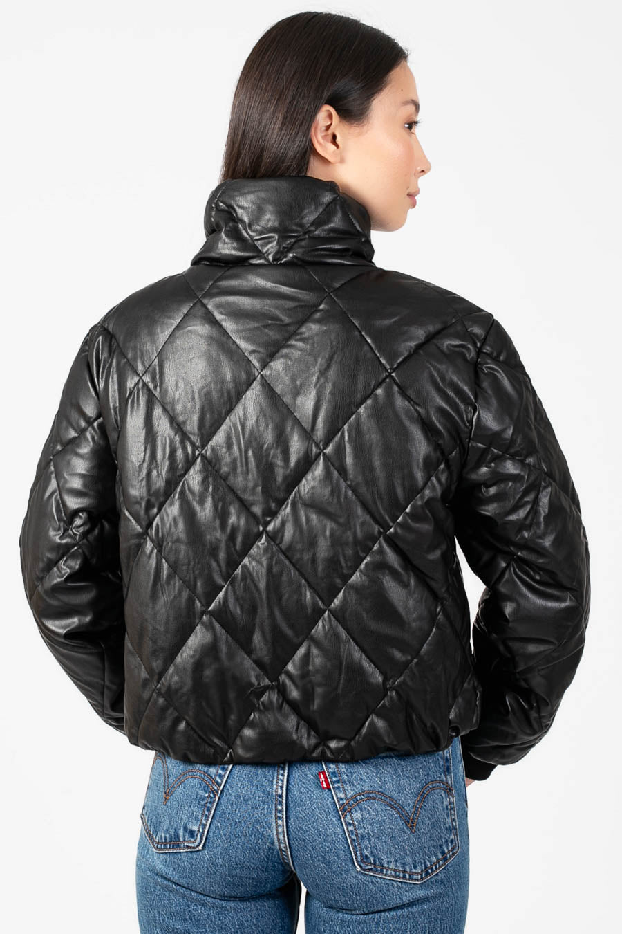 Raven Quilted Faux Leather Jacket - honey