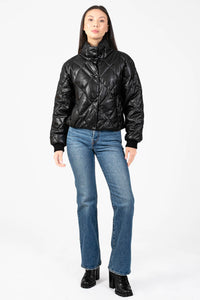 Raven Quilted Faux Leather Jacket - honey